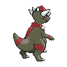 Rampardos - Black White (Back View (Shiny))